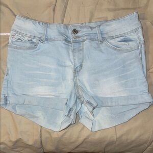 Wax Jean Blue Relaxed Fit Jean Shorts - stretchy